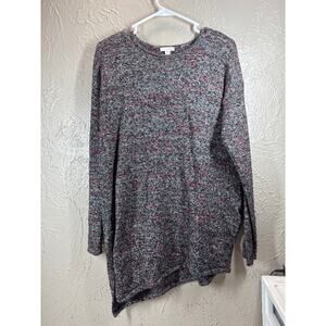 Pure Jill Sweater Womens Black Red Asymmetrical‎ Tunic Cashmere Wool Size Small